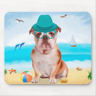 Engelse Bulldog op Beach Muismat