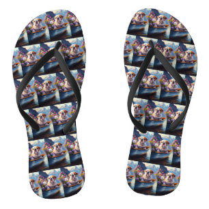 Engelse Bulldog op een peddel: een Schilderachtig  Teenslippers