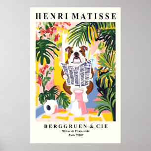 Engelse Bulldog Op een Toilet - Grappige Matisse P Poster