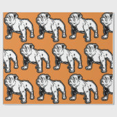 Engelse Bulldog Oranje Print Birthday Cadeaupapier (Vlak)