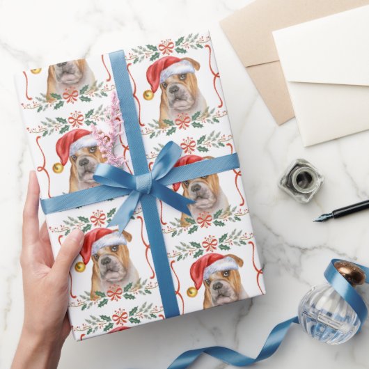 Engelse Bulldog Patroon Kerstmis Cadeaupapier (Geschenken)