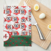 Engelse Bulldog Pattern Monogram kersthond Theedoek (Quarter Fold)