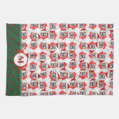 Engelse Bulldog Pattern Monogram kersthond Theedoek (Horizontaal)