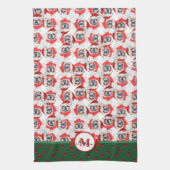 Engelse Bulldog Pattern Monogram kersthond Theedoek (Verticaal)