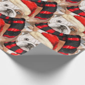 Engelse Bulldog Patterned Kerstmis Cadeaupapier (Hoek)