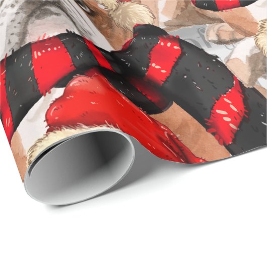 Engelse Bulldog Patterned Kerstmis Cadeaupapier (Rol Hoek)