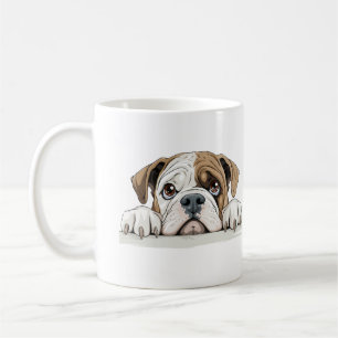 Engelse Bulldog Peeking Schattige Schattig Funny A Koffiemok