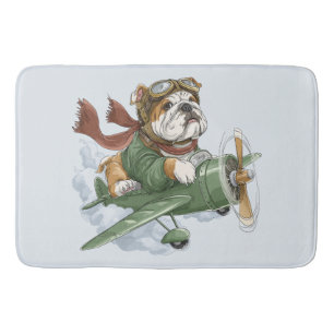 Engelse Bulldog Piloot Vliegtuig Badmat