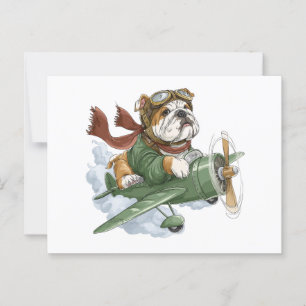 Engelse Bulldog Piloot Vliegtuig Briefkaart