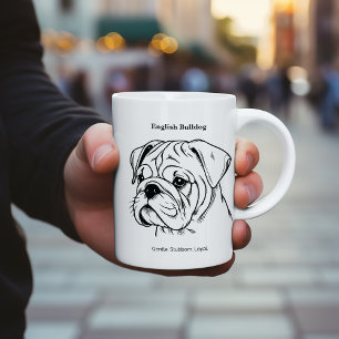 Engelse Bulldog Portret Zwarte Lijn Illustratie Mok