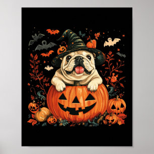 Engelse Bulldog Pumpkin Halloween Thanksgiving Man Poster
