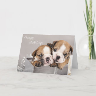 Engelse Bulldog puppy and gifts Feestdagen Kaart