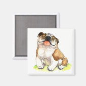 Engelse Bulldog Puppy Dog Cartoon Magnet Magneet (Voorkant / Achterkant)