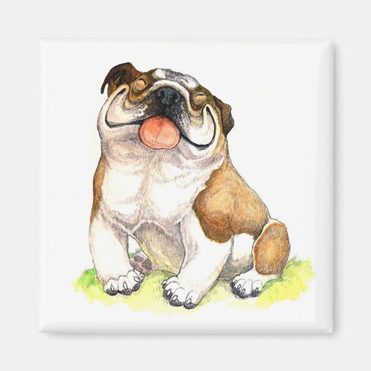 Engelse Bulldog Puppy Dog Cartoon Magnet Magneet (Voorkant)