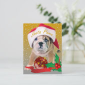 Engelse Bulldog Puppy Kerst Kaarten Feestdagenkaart (Staand voorkant)