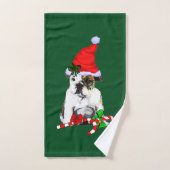 Engelse Bulldog Puppy Kerstmis Bad Handdoek (Handdoek)