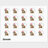 Engelse Bulldog Puppy Kerstmis Ronde Sticker (Vel)