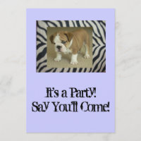 Engelse Bulldog Puppy Party Invitation Birthday an