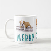 Engelse Bulldog Puppy Photo Collage Dog Kerstmis Koffiemok (Links)