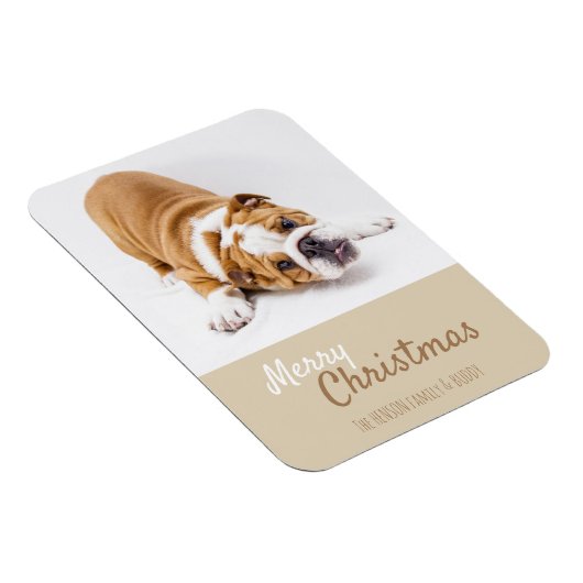 Engelse Bulldog Puppy Photo met Kerstmis Aangepast Magneet (Rechterzijde)