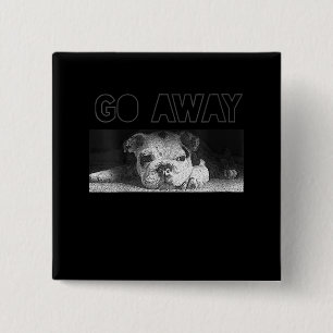 Engelse Bulldog Puppy Social Distance gaat weg Vierkante Button 5,1 Cm