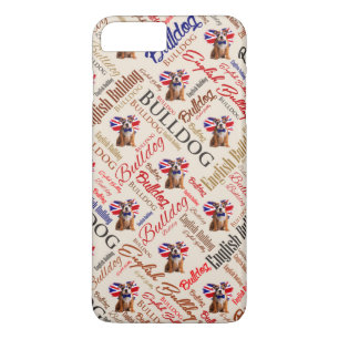 Engelse Bulldog Puppy Word Art iPhone 8 Plus / 7 Plus Hoesje