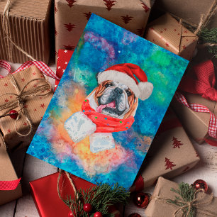 Engelse Bulldog Ras Hond Kerstmis Feestdagenkaart