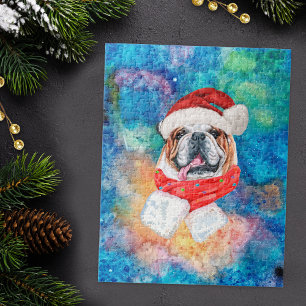 Engelse Bulldog Ras Hond Kerstmis Legpuzzel