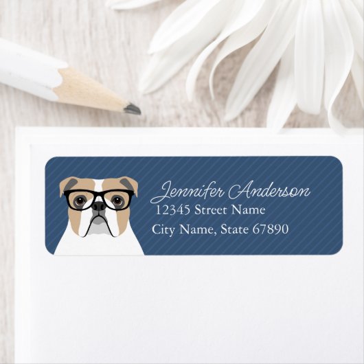 Engelse Bulldog Return-adreslabels Etiket (Insitu)