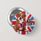 Engelse Bulldog Ronde Button 5,7 Cm (Voorkant /achterkant)