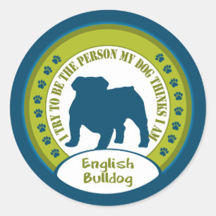 Engelse Bulldog Ronde Sticker