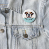 Engelse Bulldog Round Button Pin (In situ)