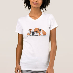 Engelse Bulldog Schattig Leuk Dier Slaapkalm T-shirt
