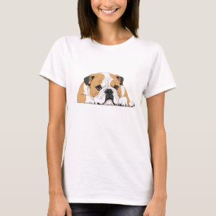 Engelse Bulldog Schattig Leuk Dier Slaapkalm T-shirt