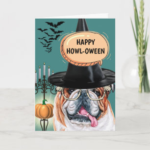 Engelse bulldog schattige hond heks happy howlowee kaart