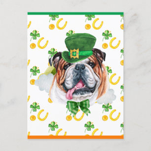 Engelse Bulldog Shamrock St. Patricks Day Feestdagenkaart