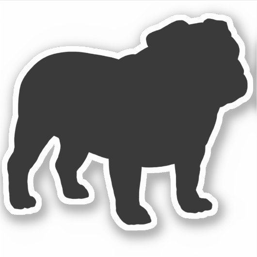 Engelse Bulldog Silhouet Cool Dog Vinyl Sticker (Voorkant)