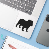 Engelse Bulldog Silhouet Cool Dog Vinyl Sticker (Laptop met iPhone)
