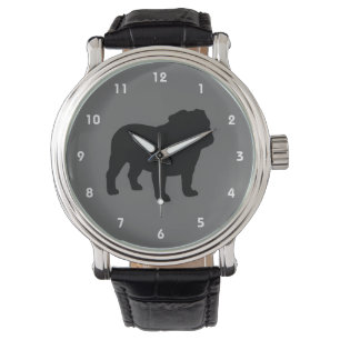 Engelse Bulldog Silhouette Horloge