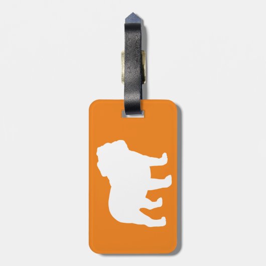Engelse Bulldog Silhouetten met aangepaste tekst Bagagelabel (Achterkant verticaal)