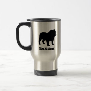 Engelse Bulldog Silhouettes met tekst Reisbeker
