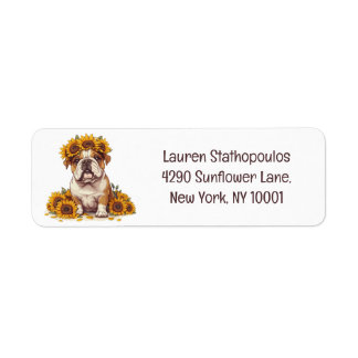 Engelse Bulldog Sunflower Crown Etiket