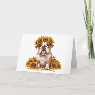 Engelse Bulldog Sunflower Crown Kaart