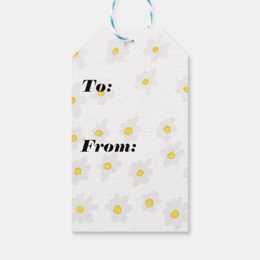 Engelse Bulldog tegen Daisies Cadeaulabel (Achterkant)