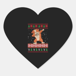 Engelse Bulldog Ugly kerstSweater Hart Sticker