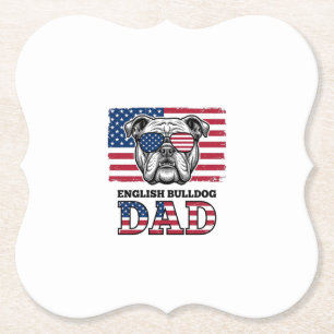 Engelse Bulldog Vader Patriottisch Vintage Shirt O Kartonnen Onderzetters