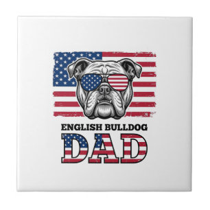 Engelse Bulldog Vader Patriottisch Vintage Shirt O Tegeltje
