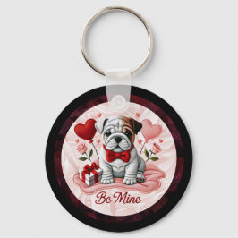 Engelse Bulldog Valentijn Charm Sleutelhanger