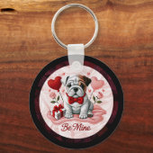 Engelse Bulldog Valentijn Charm Sleutelhanger (Voorkant)