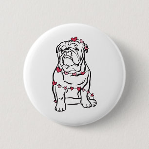 Engelse Bulldog Valentijnsdag Hart Hond Anima Ronde Button 5,7 Cm